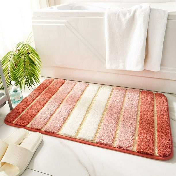 Alfombrilla de baño antideslizante, extra suave, lavable a máquina, absorbente de agua, ideal para baño, cocina, entrada, inodoro, 40 x 60 cm, color rosa
