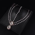 thumbnail image 3 of Bohemian Teardrop Crystal Head Chain Layered Rhinestone Pearl Forehead Chain Wedding Headband Prom Party Festival Hair Accessories for Women (Rose gold), 3 of 8