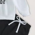 thumbnail image 5 of Ulanda Toddler Baby Boy Fall Winter Outfits Letter Crewneck Sweatshirt Casual Pants 2Pcs Clothes Set (White, 3-6 Months), 5 of 5