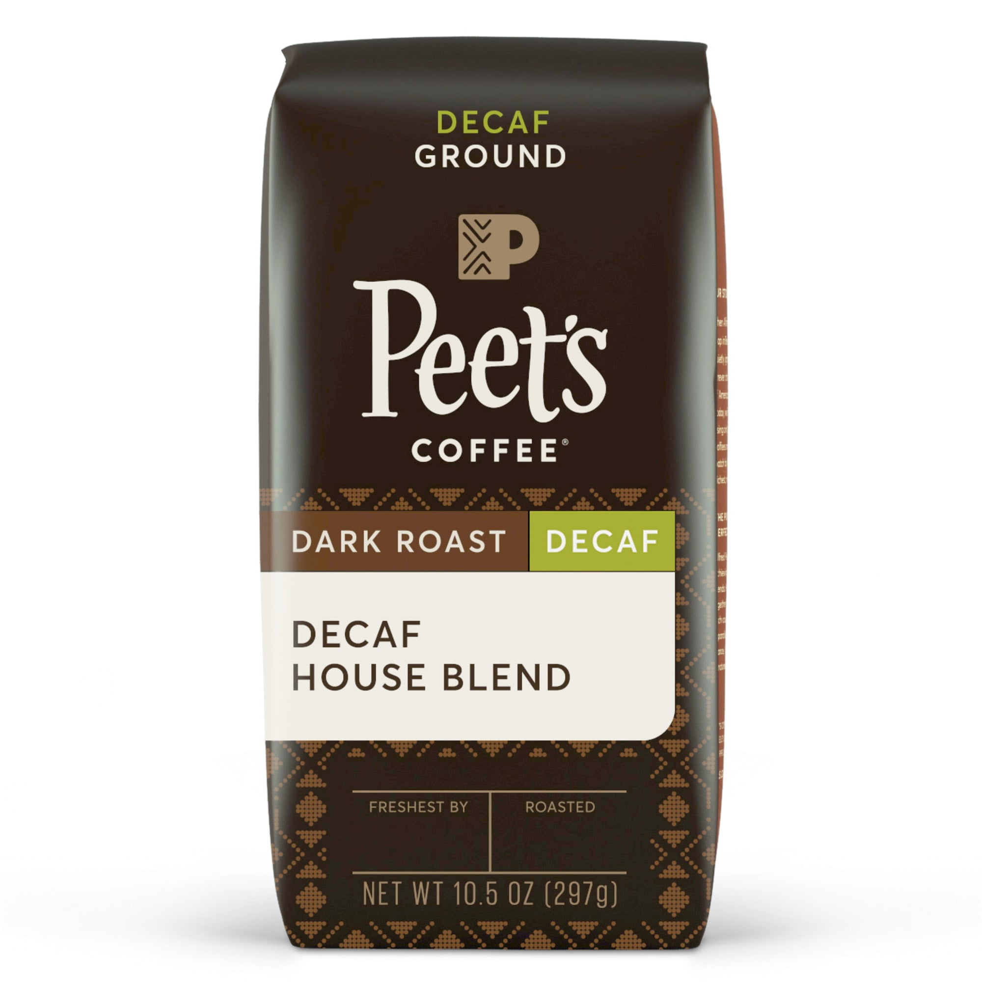 Peet's Coffee Decaf House Blend, Dark Roast Ground Coffee, 10.5 oz Bag