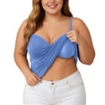 thumbnail image 3 of YAYUBA Camisole Tank Top for Women with Built-in Padded Shelf Bra Support,Spaghetti Strap Layering Camis, Basic Undershirt,Sky Blue,M, 3 of 7