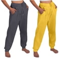 thumbnail image 2 of 2 Pack Fashion Sweatpants For Women Casual Solid Color With Fleece Thickened Running And Sportswear Fitness Yellow Jogger Sweatpants (S), 2 of 9