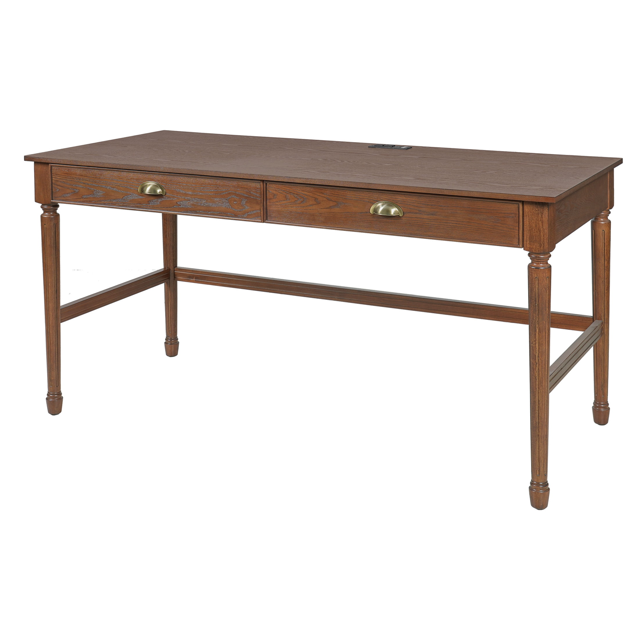 Christopher Knight Home 60" Modern Wooden Home Office Writing Desk with Drawers and USB Ports, Walnut