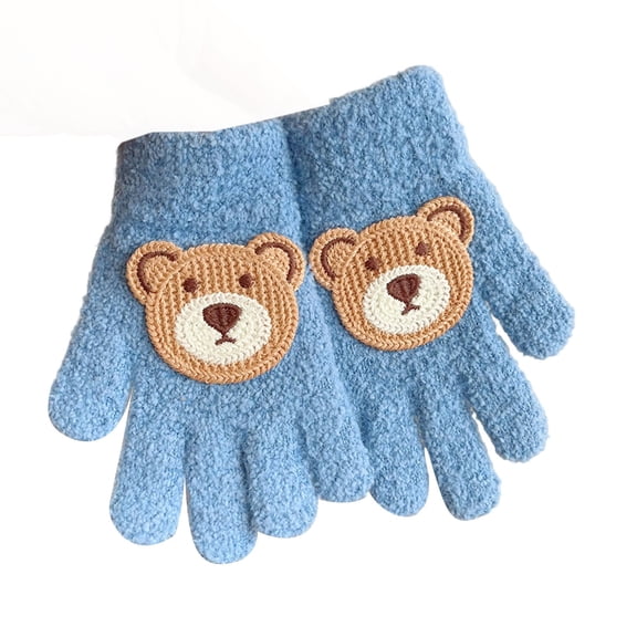 KyCheLot Boys and Girls Fleece Gloves Solid Color Full Finger Elastic Gloves Kids Comfy Thermal Gloves