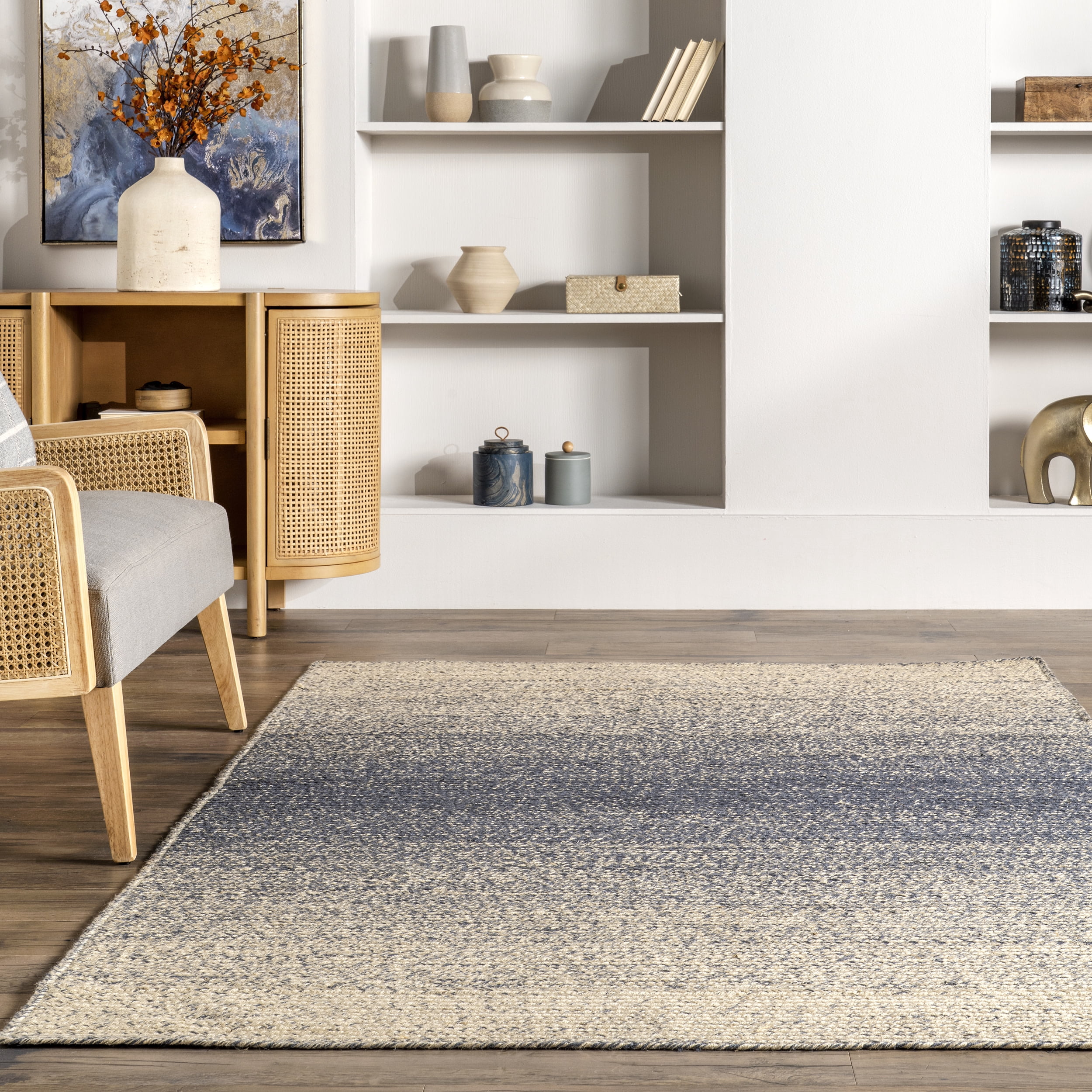 nuLOOM Alvinia Ombre Flatweave Jute Area Rug, 5' x 8', Gray