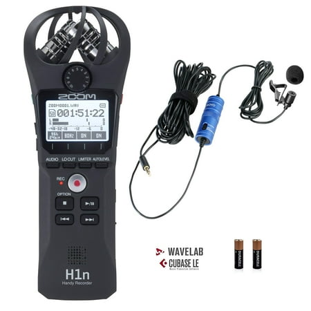 Zoom H1n Handy Portable Digital Recorder Bundle with Movo Lavalier Clip-on Omnidirectional Condenser (Best Lavalier Mic For Zoom H1)