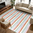 thumbnail image 2 of 5x7 Area Rugs, Abstract Orange, Non-Skid Rubber Backing Large Rectangle Rugs - Living Room Bedroom Home Office, Geometric Striped Ombre Green Indoor Floor Mat Carpets Washable Rug, 2 of 9