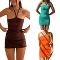 thumbnail image 7 of KOMOO Womens Halter Bodycon Dress Lace Up Sleeveless Mini Dresses Tropical Beach Sundress, 7 of 7