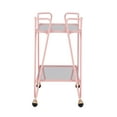 thumbnail image 4 of Linon Mia Metal and Mirrored Mid Century 2 Level Rolling Bar Cart in Pink, 4 of 14