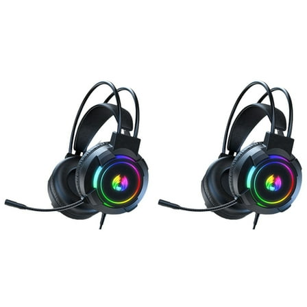 2X Gaming Headset 7.1 Stereo Surround Headset Computer Gaming Console with Microphone RGB Headset,2x Gaming Headset,Black