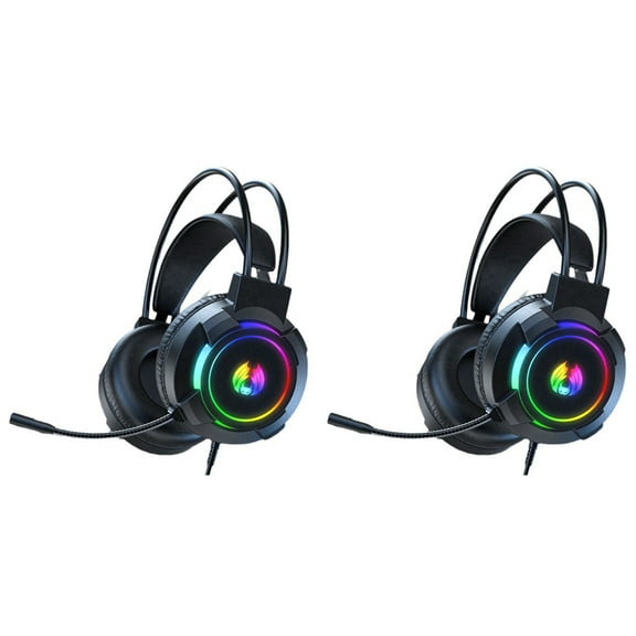 2X Gaming Headset 7.1 Stereo Surround Headset Computer Gaming Console with Microphone RGB Headset,2x Gaming Headset,Black