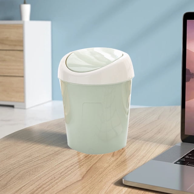 Desktop Trash Can, Countertop Garbage Bin Mini Waste Basket with Swing Lid for Home Office, 5.5x6.7"