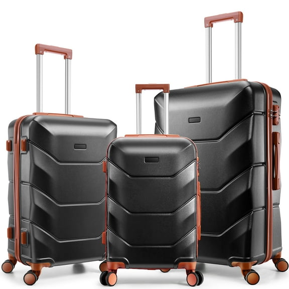 SANOPY 3-Piece Luggage Set Hardshell-(20" 24" 28"), ABS PC-Lightweight Hardshell Travel Carry on Luggage Set with TSA Locks & Smooth Silent Wheels, Black