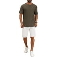 thumbnail image 2 of INSPIRE CHIC Men's Short Sleeve Crew Neck Summer Casual Jacquard Knitted T-Shirt XL Brown, 2 of 6