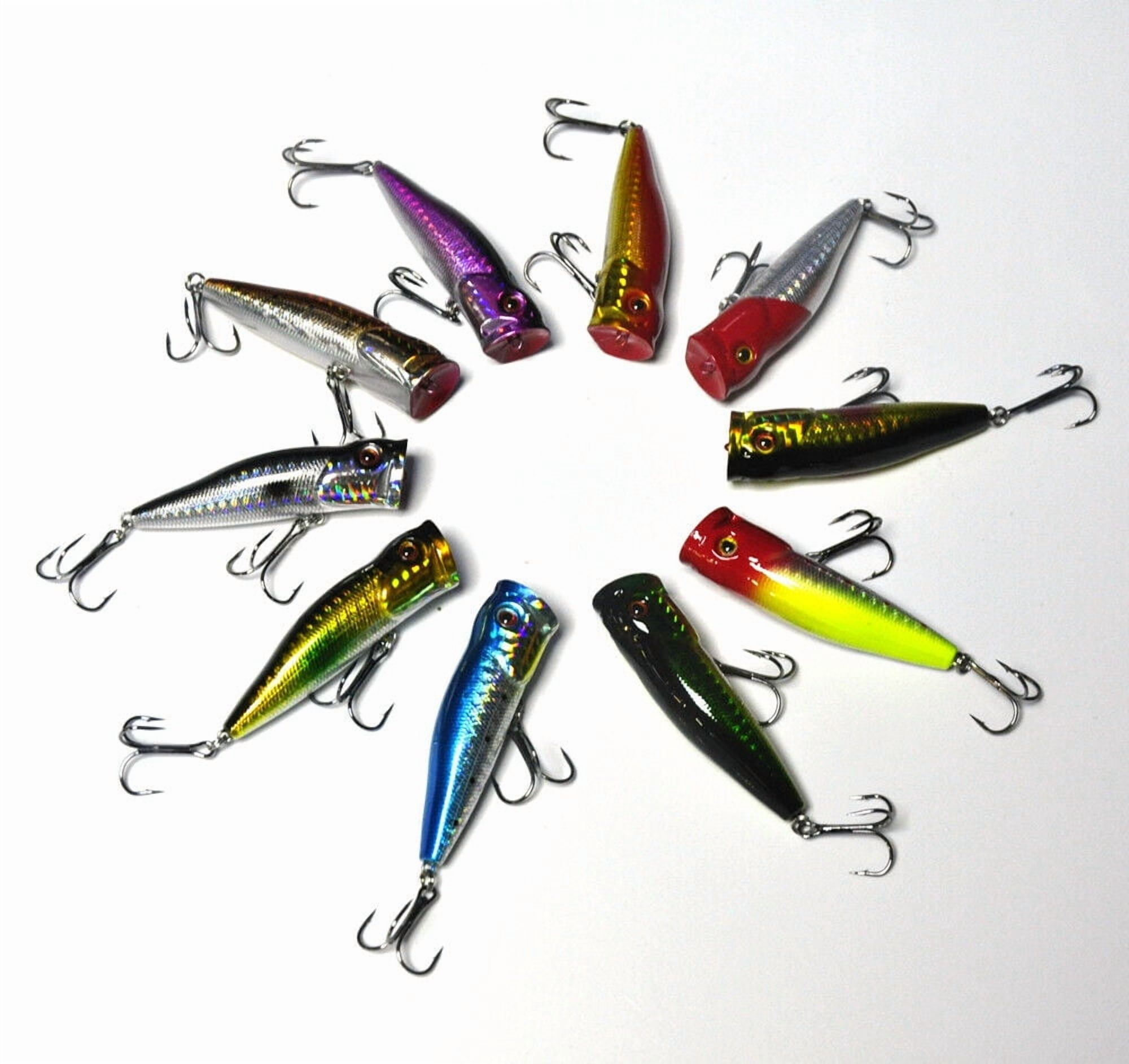 Pack of 40pcs Hard Fishing Lures Crankbaits Popper Minnow Pencil Bass With Box