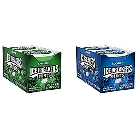 Ice Breakers Sugar Free Mints  Spearmint  1.5 Ounce (Pack Of 8) And Ice Breakers Sugar Free Mints  Coolmint  1.5 Ounce (Pack Of 8)