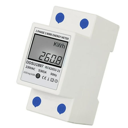 

Walmeck Digital Electric Energy Meter Single Phase DIN Rail Electricity Meter One Phase Two Wire Multifunction Electrical Meter