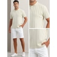 thumbnail image 4 of DARING DIVA Men's Short Sleeve Button Regular Fit Knit Texture Polo Shirt S Apricot, 4 of 5