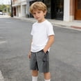 thumbnail image 5 of TKKCS Boys Pull-On Cargo Shorts- Trendy Outdoor Elastic Wasit Casual Waterproof Loose Fit Kids Hiking Shorts With Multi Pockets Dark Gray Size 4 Years, 5 of 8