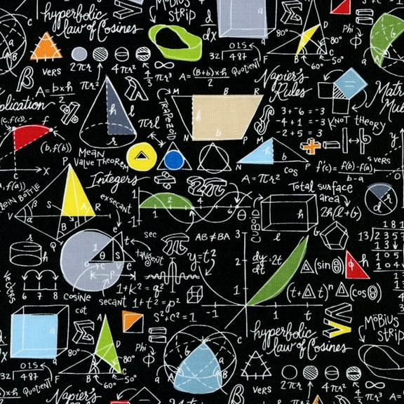 Timeless Treasures Math & Science Black 100% Cotton Sold by The Yard