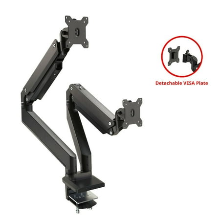 UPC: 0662774043807 | SIIG CE-MT3011-S1 Dual Monitor Aluminum Heavy Duty Premium Aluminum Gas Spring Desk Mount – Black