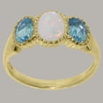 thumbnail image 3 of LBG British Made 18k Yellow Gold Natural Opal & Blue Topaz Womens Statement Ring - 33 size options - Size 10.5, 3 of 7