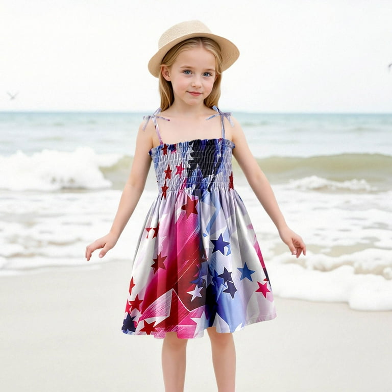 Toddler Girls 4th of July Dresses Floral Print Summer Dress With Adjustable Ties Size 1-6T - Walmart.com Toddler Girls 4th of July Dresses Floral Print Summer Dress With Adjustable Ties Size 1-6T - Walmart.com