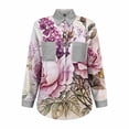 thumbnail image 6 of MEICHEN Button Up Shirts for Women Trendy Multicolor Floral Printed Casual Long Sleeve Shirt Vintage Turn Down Collar Blouse Blouses for Women, 6 of 9