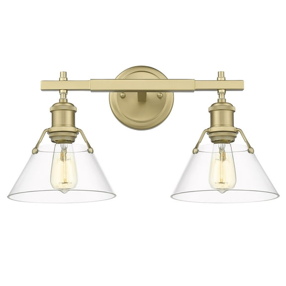 Yep by Golden Lighting Orwell 2-light Vanity in Brushed Champagne Brass and Clear Glass