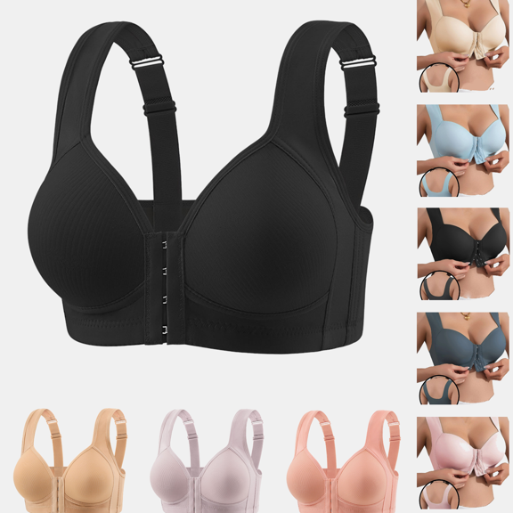 hoksml Front Closure Sports Bras, Women's Push Up Wireless Bra Padded T Shirt Bras No Underwire Lift Up Add One Cup Bralette 2025 on Clearance