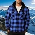 thumbnail image 5 of yillto Men Big and Tall Plaid Cardigan Hooded Button down Fleece Warm Long Sleeve Fall Winter Coats Jackets, 5 of 5