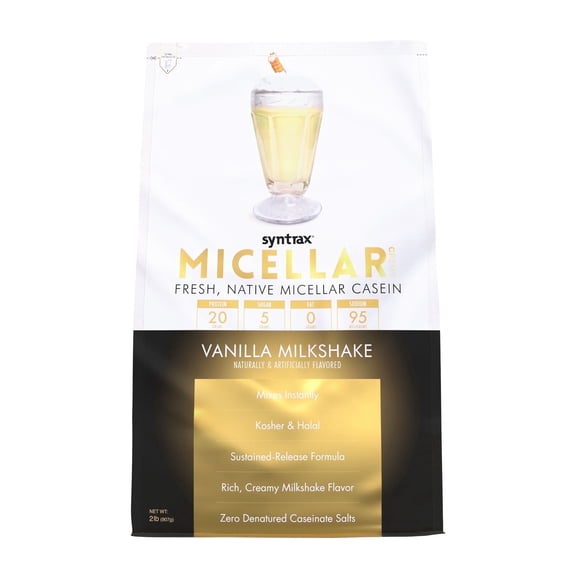Syntrax Micellar Creme, Vanilla Milkshake, 2 lbs. Fresh Native Micellar Casein, for a Smooth & Creamy Flavor