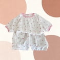 thumbnail image 4 of Lopeceal Girls Homewear 2 Piece Cute Outfit Floral Print Loose Pullover Crew Neck with Shorts Breathable Comfortable 6M-12Y, 4 of 5