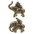 thumbnail image 1 of Lucky Elephant Figurines Hand Carved Brass Ornaments Home Decor Office Shelf Decor 2Pcs, 1 of 1