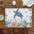 thumbnail image 4 of Sea Turtle Summer Ocean Coral Placemats Set of 4,Wipeable Washable Table Mats for Dining Tables, Nautical Starfish Conch Place Mats for Kitchen Event Party Tabletop Decor, 4 of 9