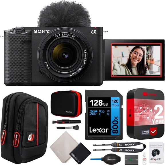 Sony ZV-E10 II Mirrorless Alpha APS-C Camera Body   16-50mm F3.5-5.6 OSS II Lens Black ZVE10M2KB Content Creators Bundle with CPS 2YR Extended Protection   Deco Gear Case   128GB Card Accessories Kit