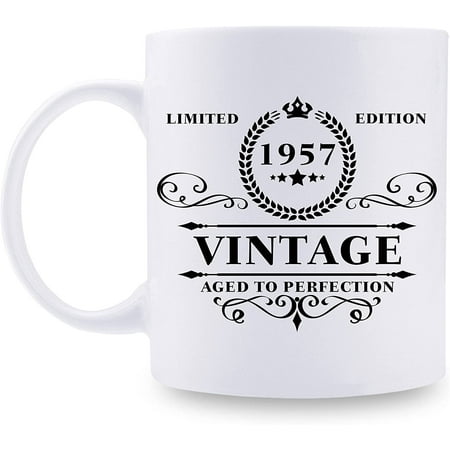 

1957 Birthday Gifts for Women Men - 1957 Vintage 11 oz Coffee Mug - Great 1957 Birthday Gifts for Grandpa Grandma Dad Mom Friend Sister Brother Coworker