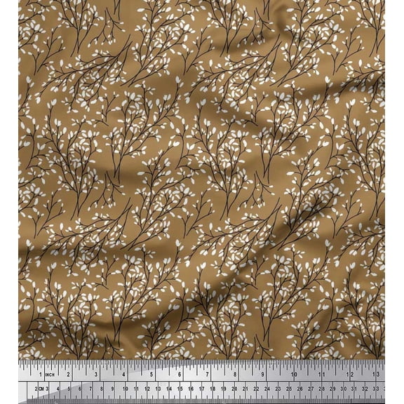 Soimoi Cotton Duck Fabric Leaves Shirting Printed Fabric 1 Yard 42 Inch Wide