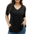 thumbnail image 2 of Fantaslook Plus Size Blouses for Women Pleated Button Short Sleeve Shirts Casual V Neck Tunic Tops, 2 of 9