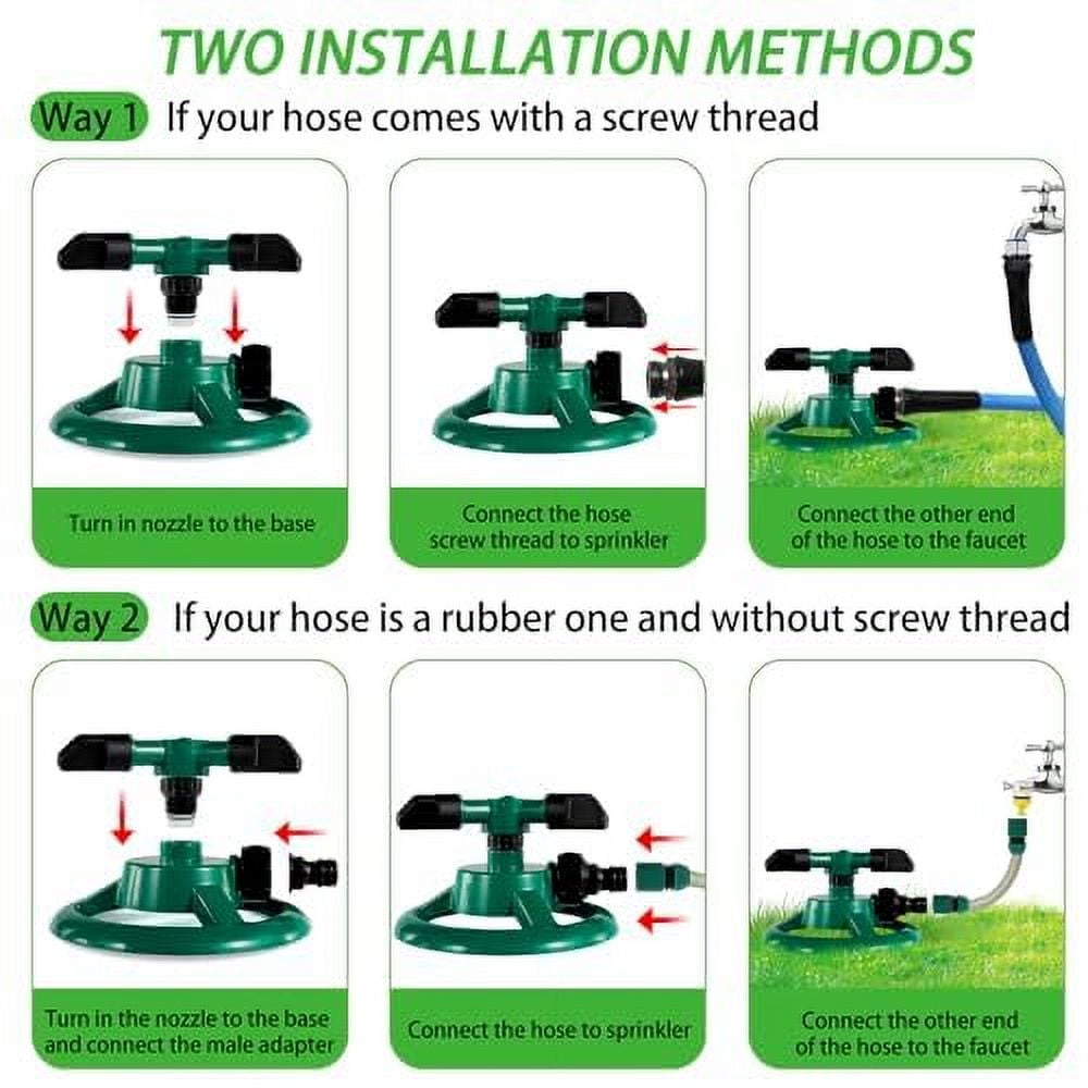 Genreen Sprinklers for Yard, 360Rotating Lawn Sprinkler for Yard Large Area, Lawn Sprinklers, Powerful and Even Watering for Lawns and Gardens