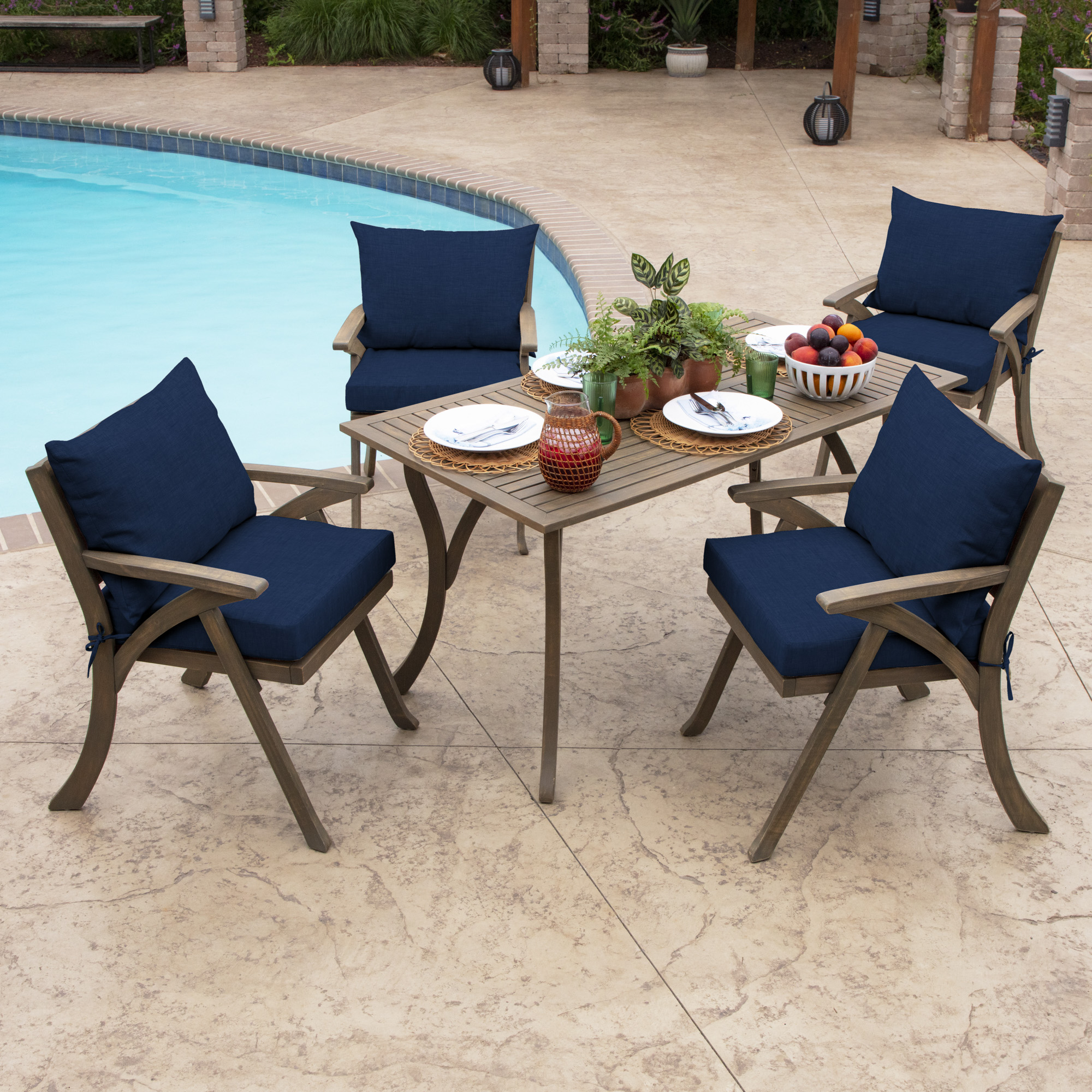Arden Outdoor Dining Chair Cushion Set, Sapphire Blue photo 6