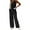 Black, variant on Women's Regular Fit Two-Piece Set, V-Neck Sleeveless Vest with Matching Wide Leg Pants, Chic Outfit for Work and Daily Wear