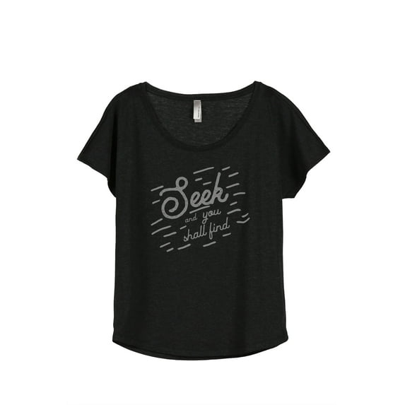 Thread Tank Seek You Shall Find Women's Relaxed Slouchy Dolman T-Shirt Tee Heather Black 2X-Large