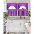 thumbnail image 4 of Modern Purple Swag Kitchen Curtains Sets for Windows 24 Inch Length, Abstract Diamond Luxury Gradient Short Window Curtain Panels Swags Valances and Tiers 3 Piece Set for Cafe/Dining Room, 4 of 5