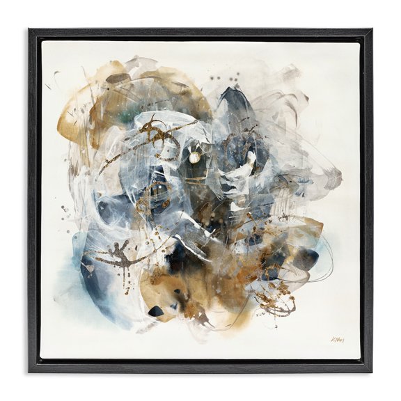 Stupell Industries Eclectic Southwestern Paint Splatter Black Floating Frame Canvas Art, 18 x 18, by K. Nari