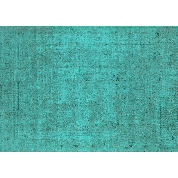 Ahgly Company Indoor Rectangle Oriental Turquoise Blue Industrial Area Rugs, 5' x 7'