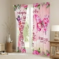 thumbnail image 3 of Erosebridal Pink Butterfly Curtains and Drapes (52x63), Inspirational Quotes 30%-50% Blackout Curtains for Bedroom, Rose Floral Decor, 3 of 5
