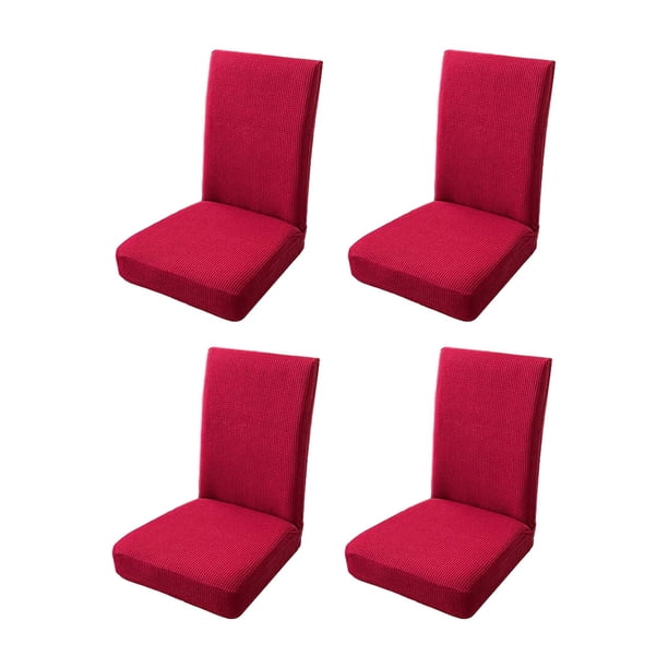 Matsuzay Juego de fundas elásticas para sillas de amplia aplicación, 4 pack/lote, hechas con poliéster para mayor durabilidad Decoración del hogar Vino rojo