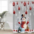 thumbnail image 4 of Fabric Shower Curtain, Christmas Ball Snowman Gifts Xmas Tree Snowflake Grey Bathroom Curtain with 12 Hooks Waterproof No Bad Odor Machine Washable Bath Curtains for Bathroom, Spa Room, 36"x78", 4 of 6