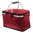 thumbnail image 4 of COMPUKAS Collapsible Picnic Basket Lunch Bag Aluminum Alloy Dark Red Storage Holder 1Pack, 4 of 8